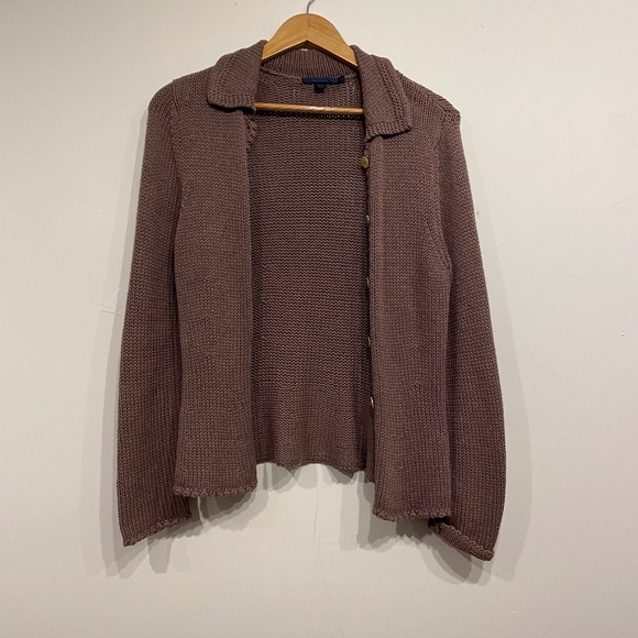 Boden Dusty Purple Knit Collared Grandmacore Button Front Cardigan Size 8 - Picture 1 of 4